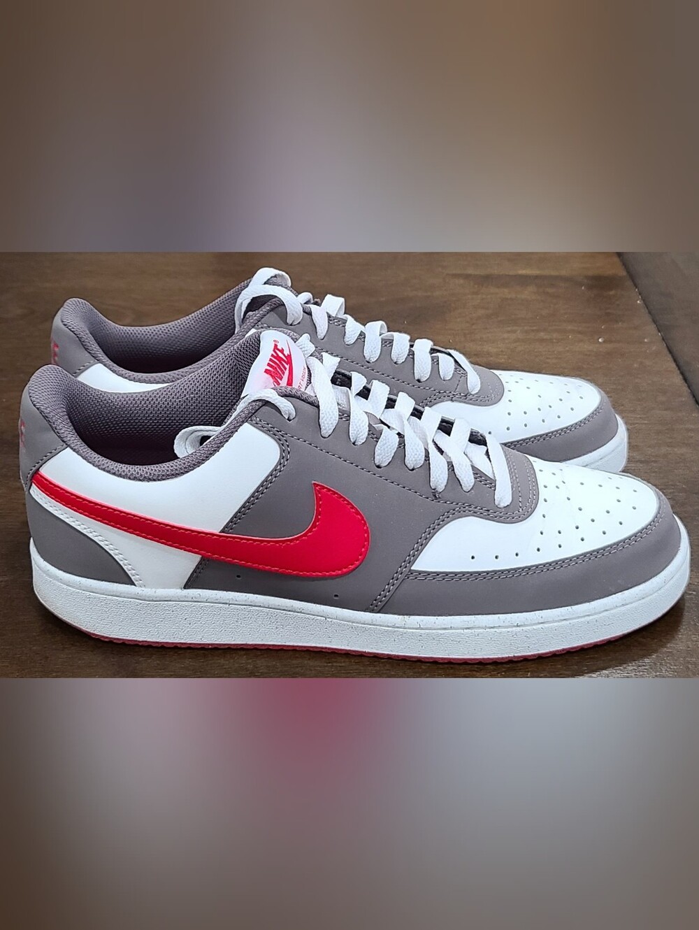 Nike Court Vision Low Sneakers (Off White/Grey/Red) Men's